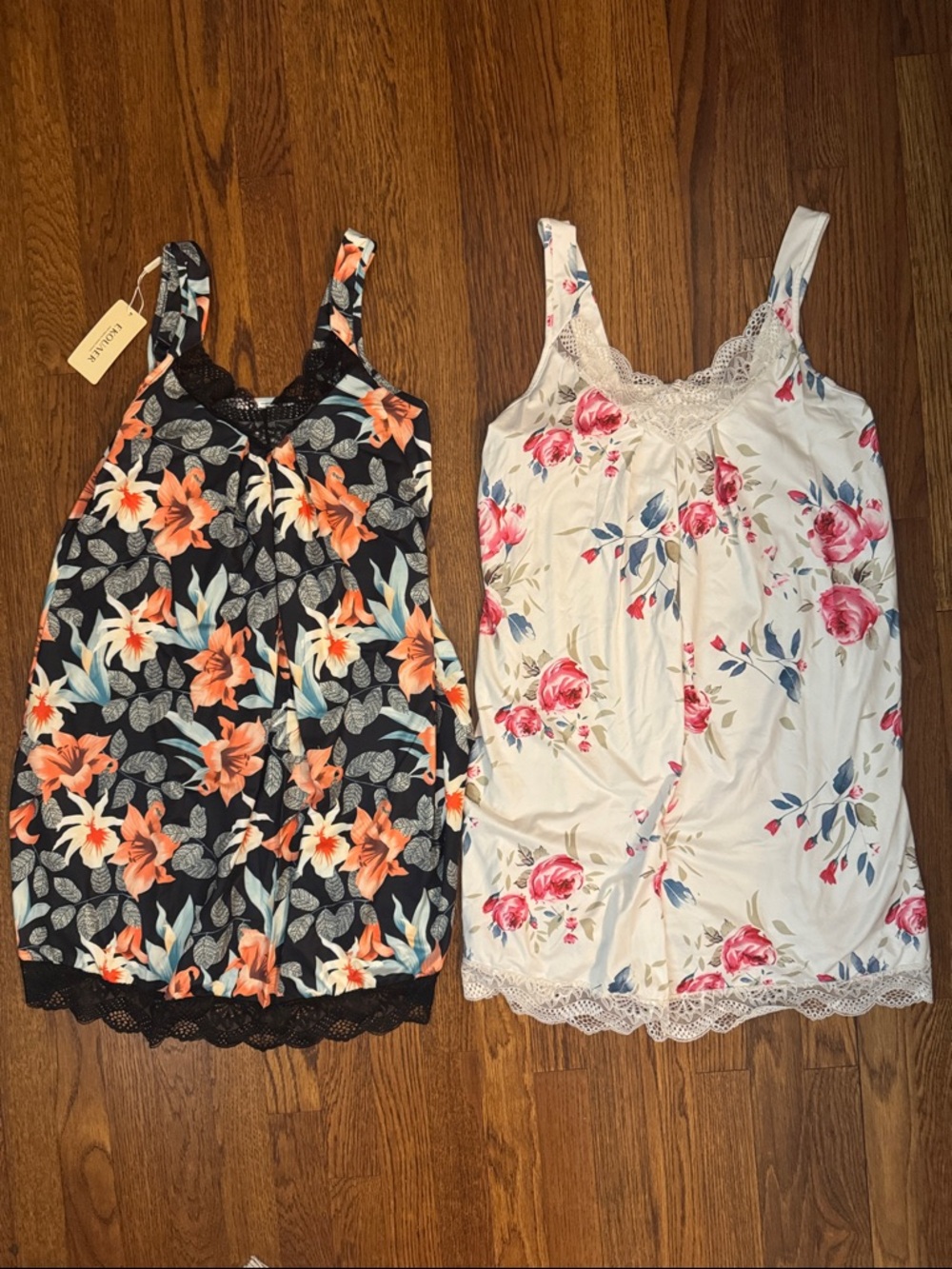 Floral Lace Trim Nightgowns